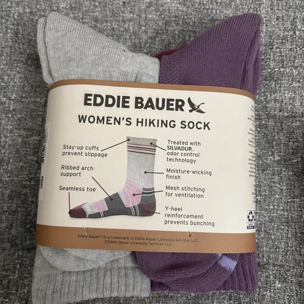 Eddie Bauer Women's Hiking Socks - Pink, Blue, Gray Set